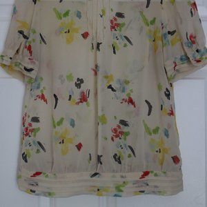 Pins and Needles Watercolor Floral Button-Down Blouse